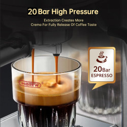 Macchina per caffè espresso HIBREW: 20 bar, design sottile, cialde e fondi di caffè